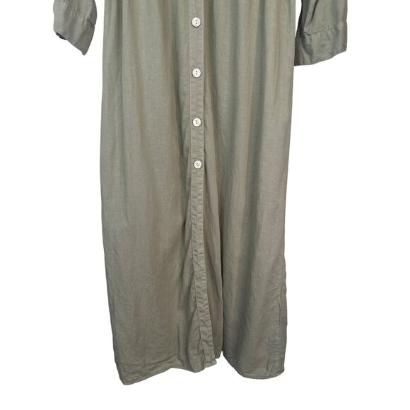 2/$30 ZARA Small Button-Down Shirt Dress Khaki Green Linen & Viscose - Picture 11 of 16